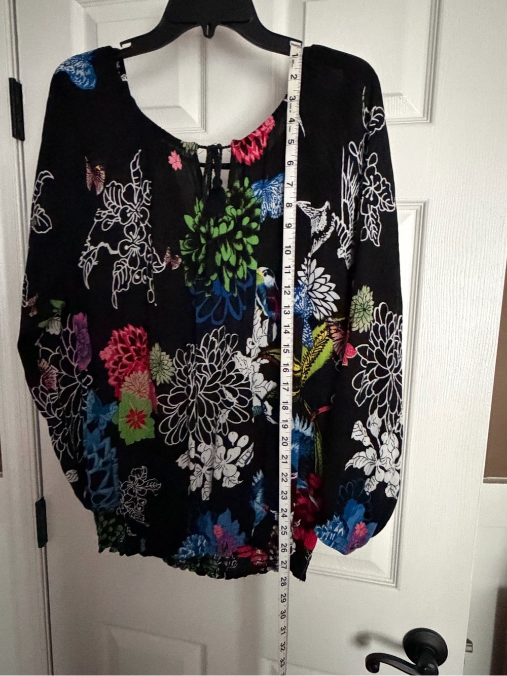 Desigual Black Floral Peacock Print Blouse with Multicolor Accents - Picture 4 of 6